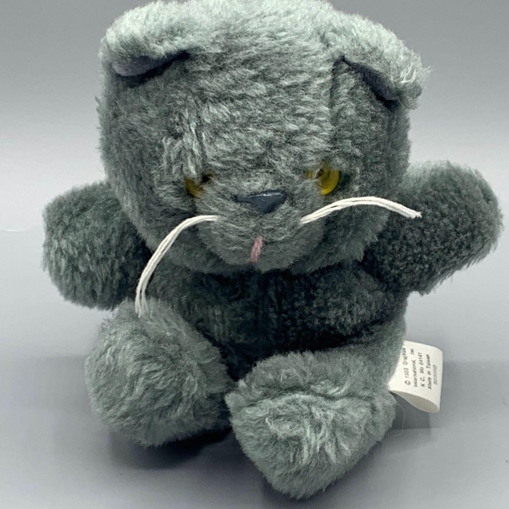 Vtg 1983 Hallmark Plush Grey Kitten Stuffed Toy